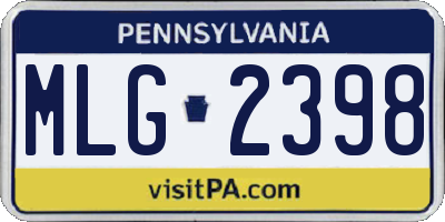 PA license plate MLG2398
