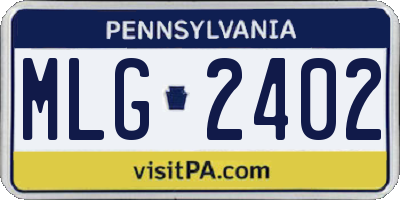 PA license plate MLG2402