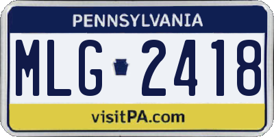 PA license plate MLG2418