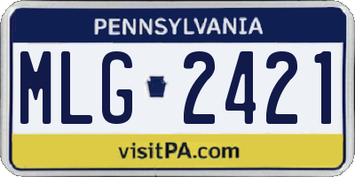 PA license plate MLG2421