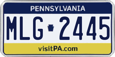 PA license plate MLG2445