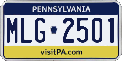 PA license plate MLG2501