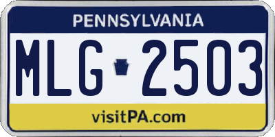 PA license plate MLG2503