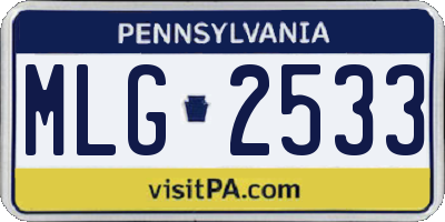 PA license plate MLG2533
