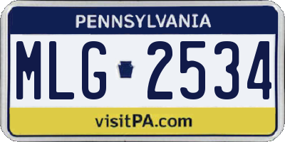 PA license plate MLG2534