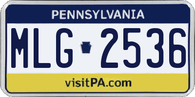 PA license plate MLG2536