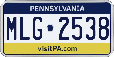 PA license plate MLG2538