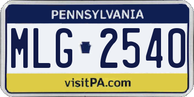 PA license plate MLG2540