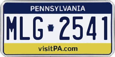 PA license plate MLG2541