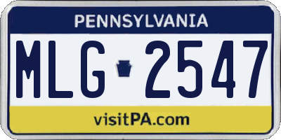 PA license plate MLG2547