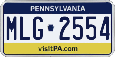 PA license plate MLG2554