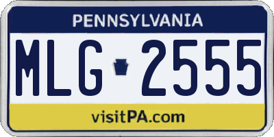 PA license plate MLG2555