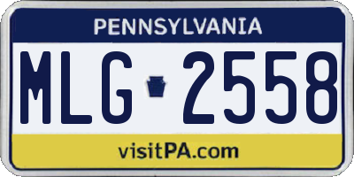 PA license plate MLG2558
