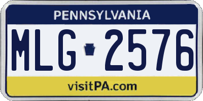 PA license plate MLG2576