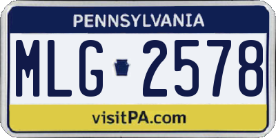 PA license plate MLG2578