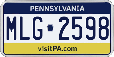 PA license plate MLG2598