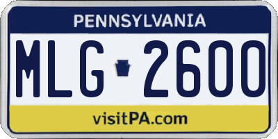 PA license plate MLG2600