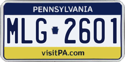 PA license plate MLG2601