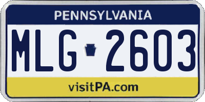 PA license plate MLG2603