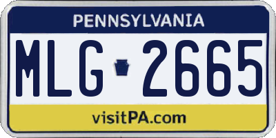 PA license plate MLG2665