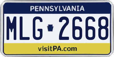 PA license plate MLG2668