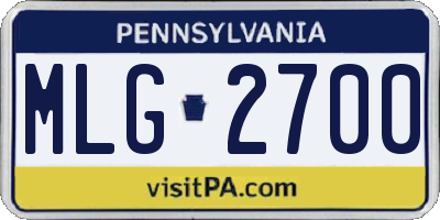 PA license plate MLG2700
