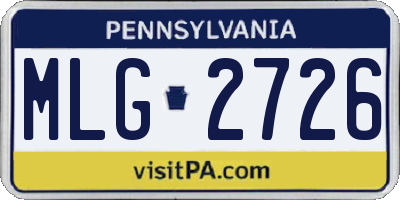 PA license plate MLG2726