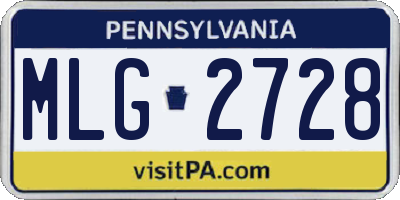 PA license plate MLG2728