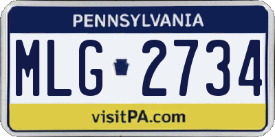 PA license plate MLG2734