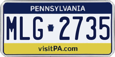 PA license plate MLG2735