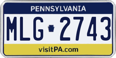 PA license plate MLG2743
