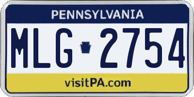 PA license plate MLG2754
