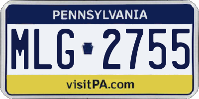 PA license plate MLG2755