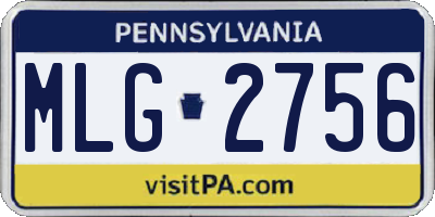 PA license plate MLG2756