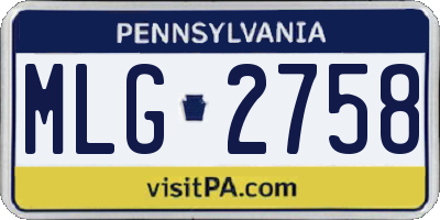 PA license plate MLG2758