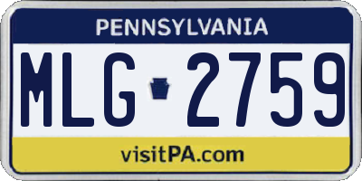PA license plate MLG2759