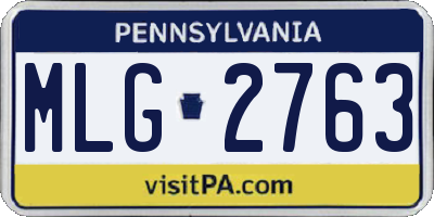 PA license plate MLG2763