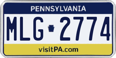 PA license plate MLG2774