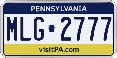 PA license plate MLG2777