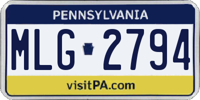 PA license plate MLG2794