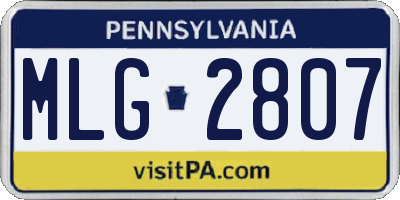 PA license plate MLG2807