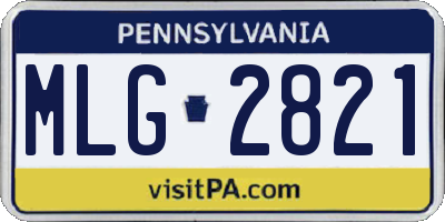 PA license plate MLG2821