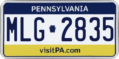 PA license plate MLG2835