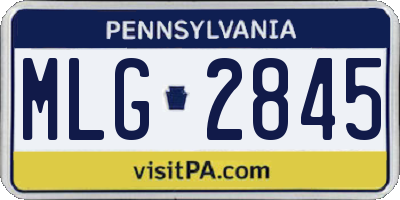 PA license plate MLG2845