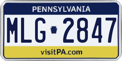 PA license plate MLG2847