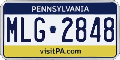 PA license plate MLG2848