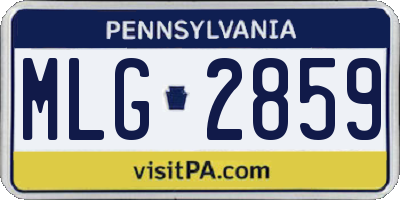 PA license plate MLG2859