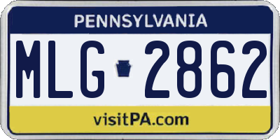 PA license plate MLG2862