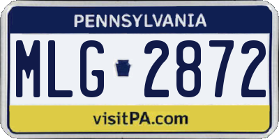 PA license plate MLG2872