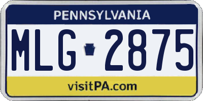 PA license plate MLG2875